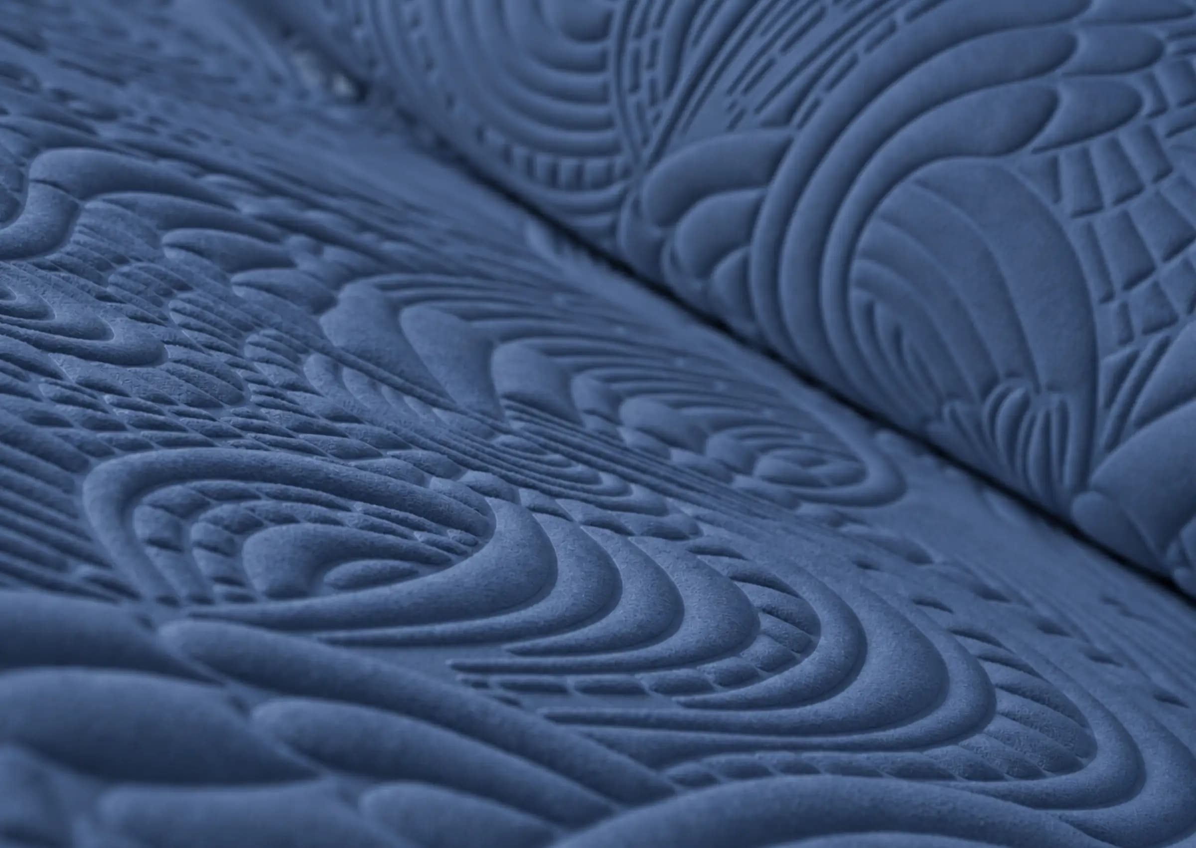 Blue sculpted material detail