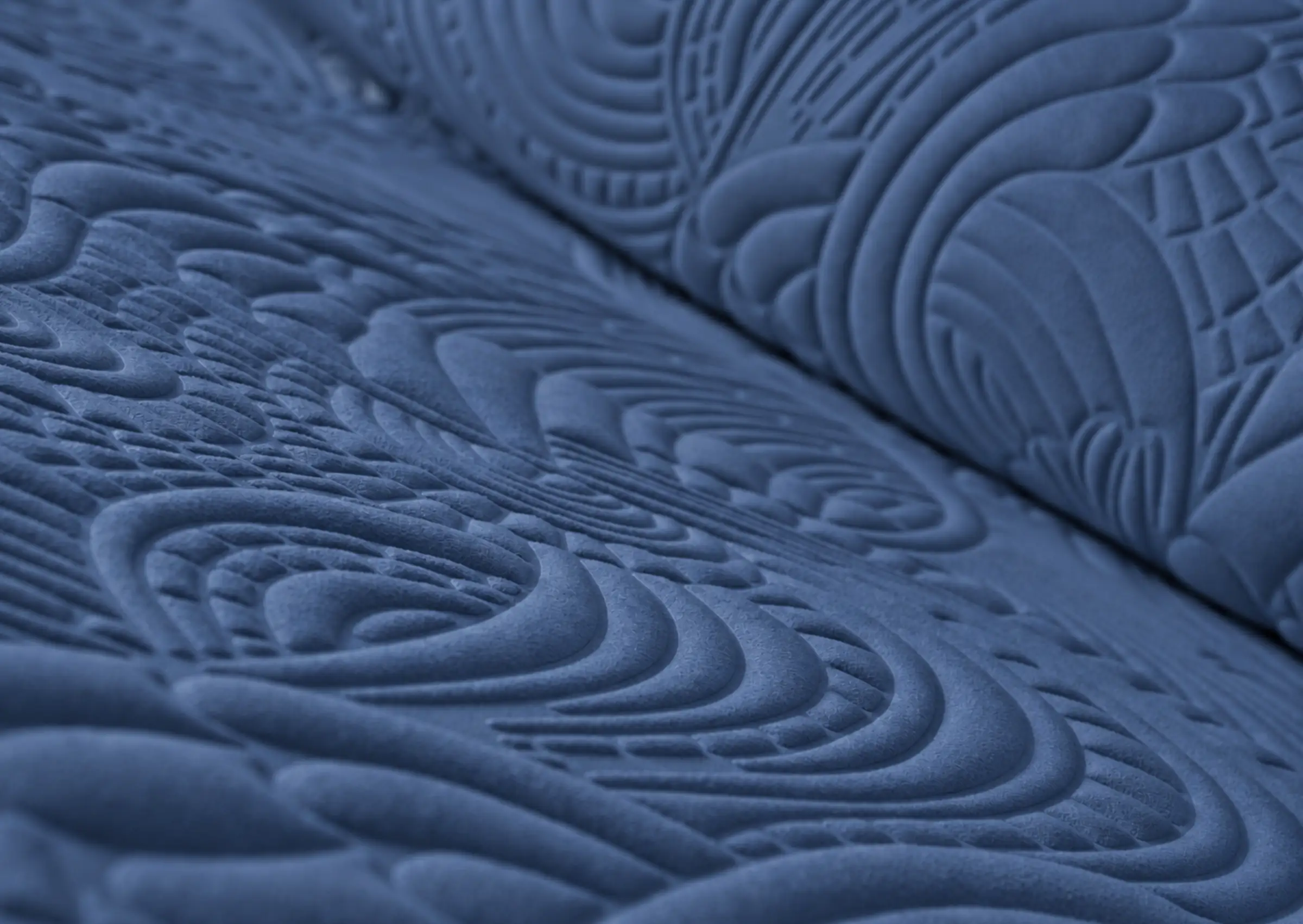 Blue sculpted material detail
