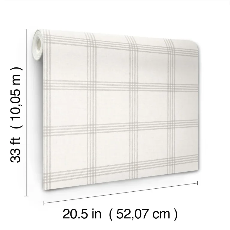 Chesapeake Twain Plaid Wallpaper - Linen — Ảnh 7