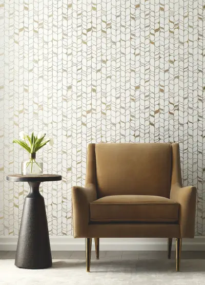 Candice Olson Perfect Petals Wallpaper - White/Antique Gold