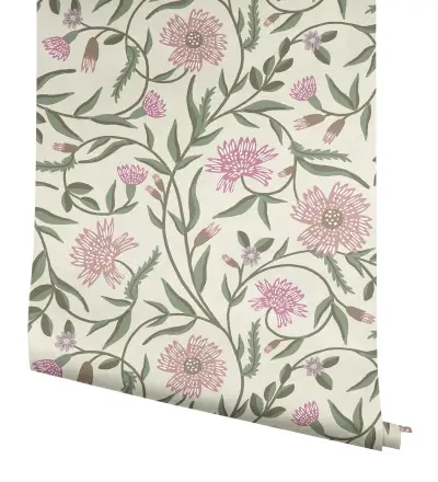 Rifle Paper Co. Aster Wallpaper - Linen & Rose