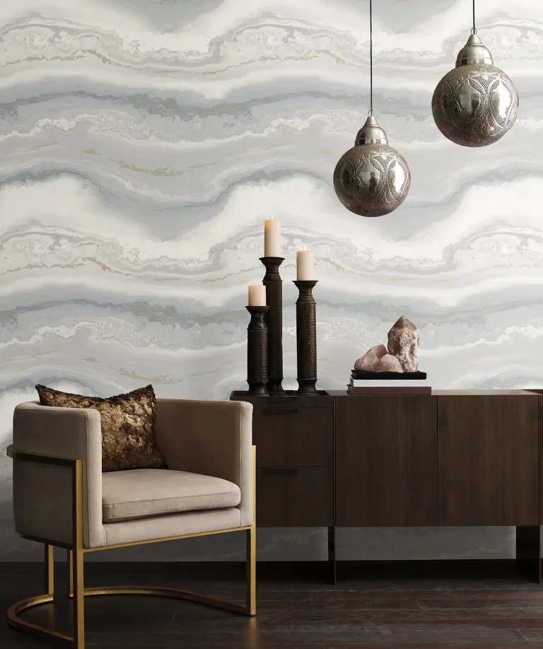 Shifting Sands Peel and Stick Wallpaper - Slate Blue/Glint — Image 4