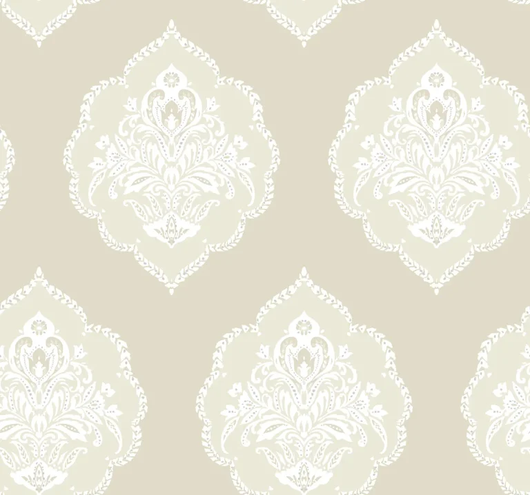 Signet Medallion Damask Wallpaper - Beige — Ảnh 2