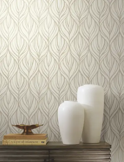 Candice Olson Palma Wallpaper - White/Gold
