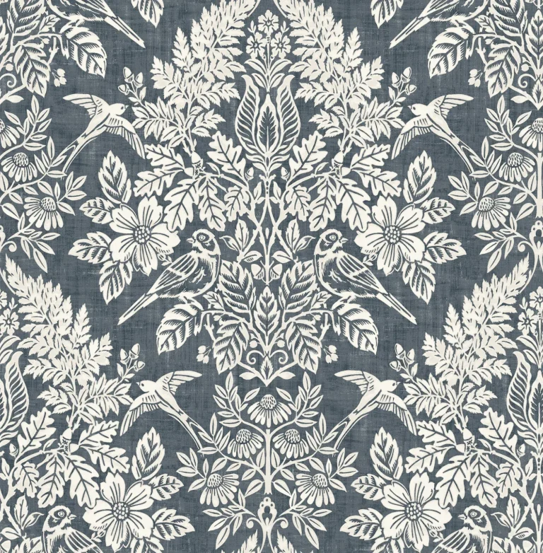 Chris Loves Julia Finch Woodland Damask Wallpaper - Blue — Image 4