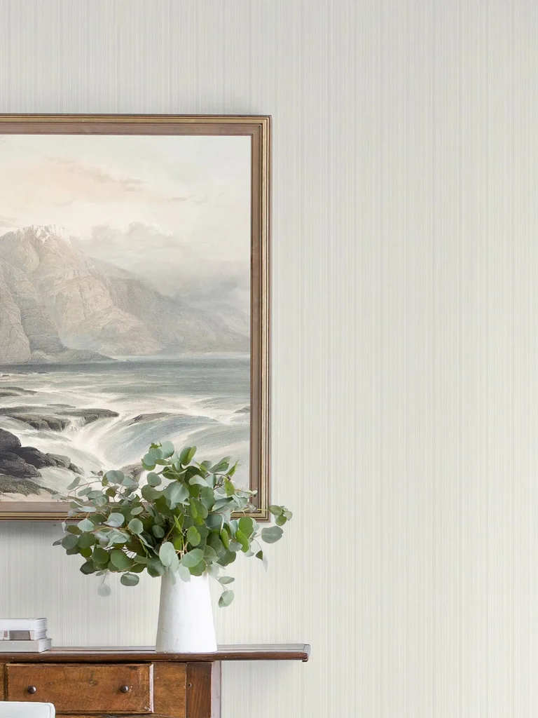 Sebasco Vertical Pinstripe Wallpaper - Dove — Ảnh 2