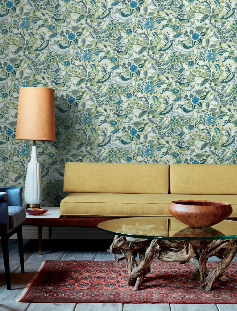 Manette Birds in the Bush Wallpaper - Green/Blue — Ảnh 6