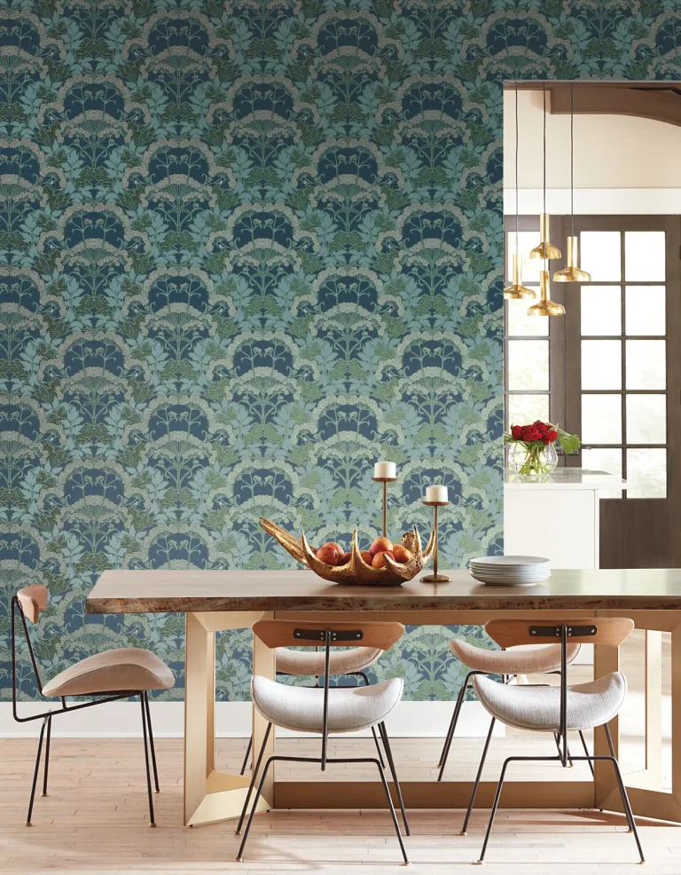 Yarrow Nouveau Wallpaper - Blue Mix/Green — Ảnh 3