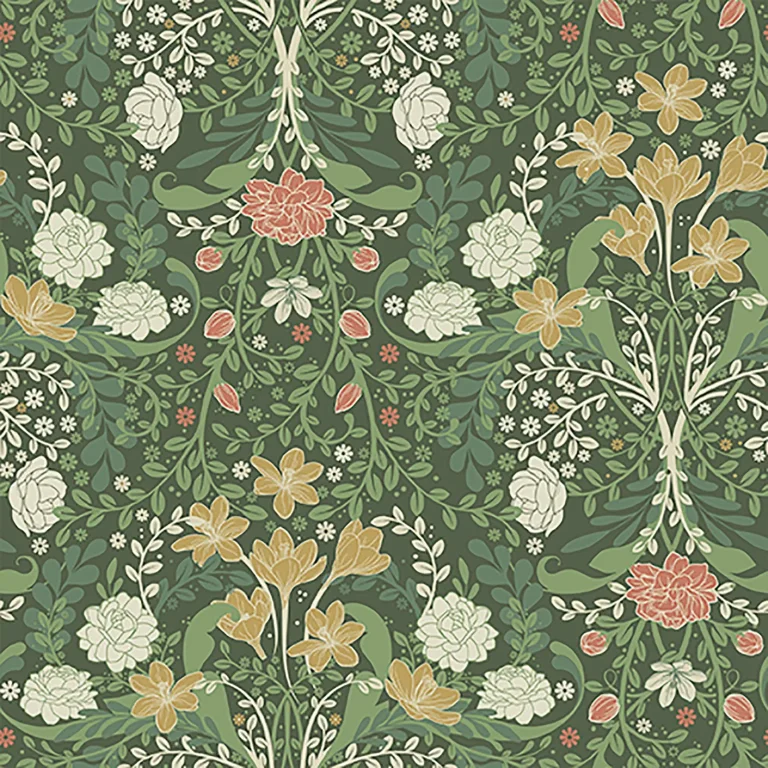 Froso Garden Damask Wallpaper - Green — Ảnh 2