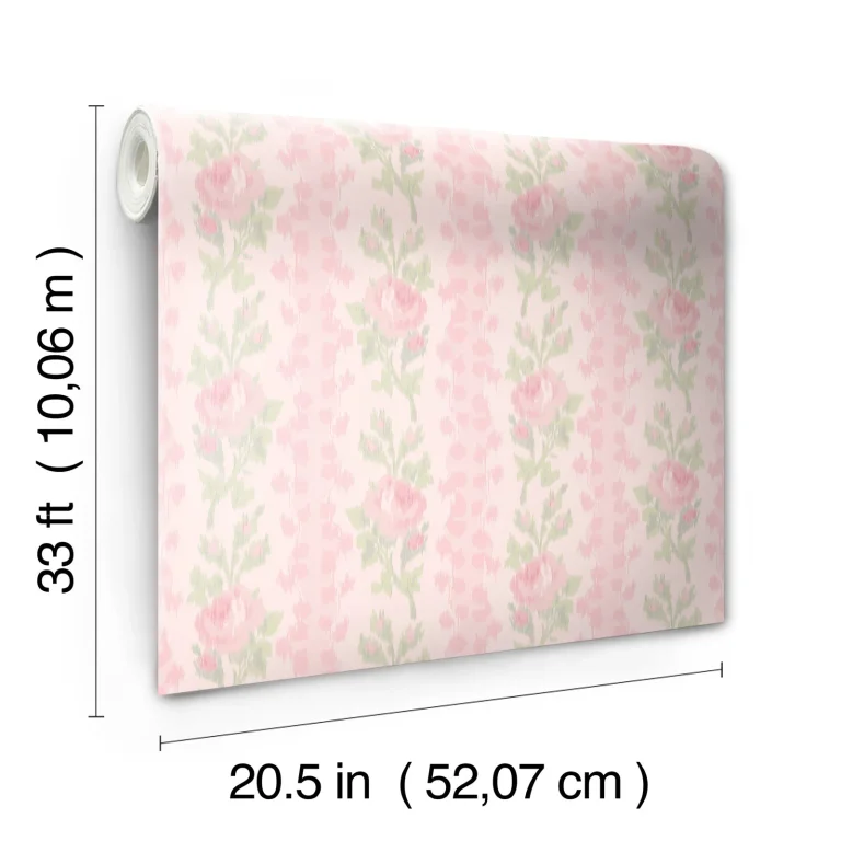 LoveShackFancy Blooming Heirloom Rose Stripe Wallpaper - Rose — Ảnh 5