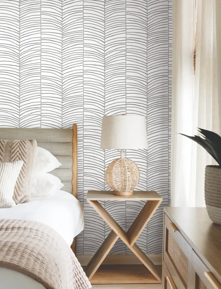 Cascade Palm Chevron Wallpaper - Onyx — Ảnh 4