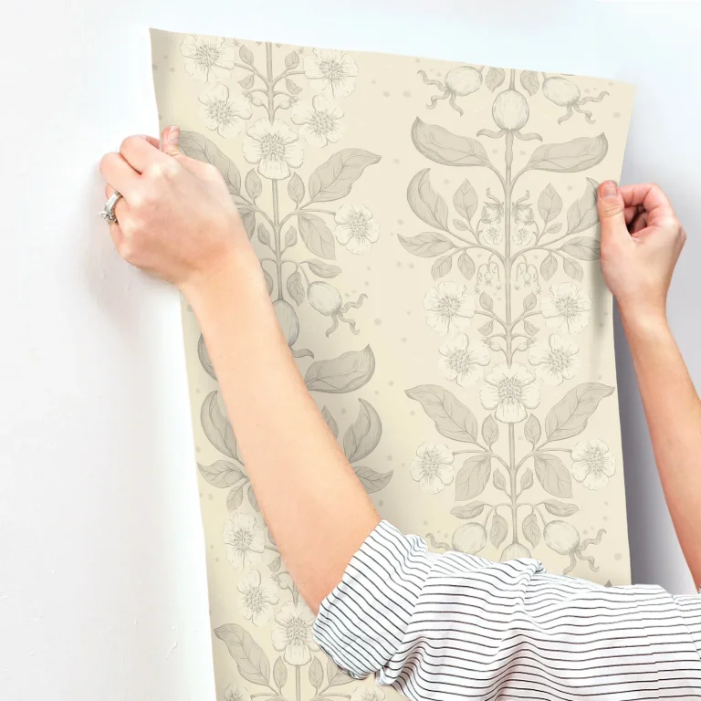 Rosa Floral Columns Wallpaper - Cream — Ảnh 4