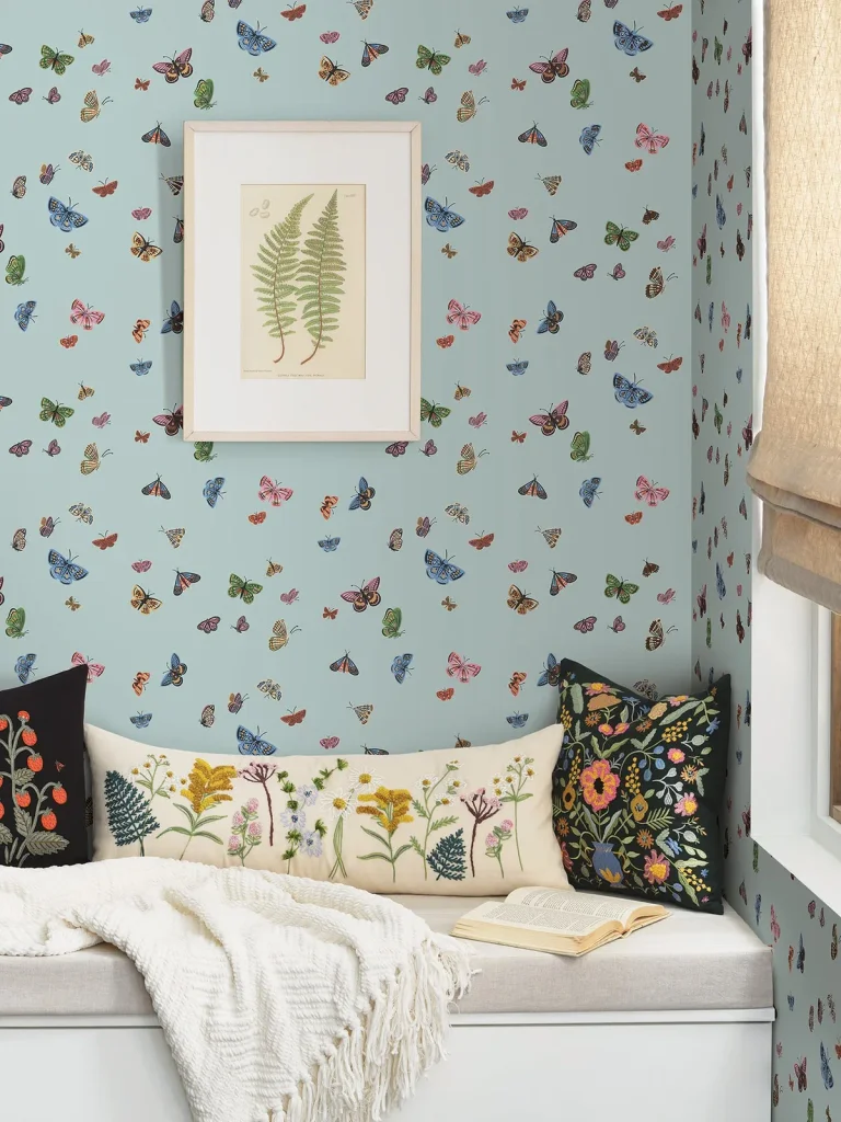 Rifle Paper Co. Butterfly House Wallpaper - Light Blue — Ảnh 4