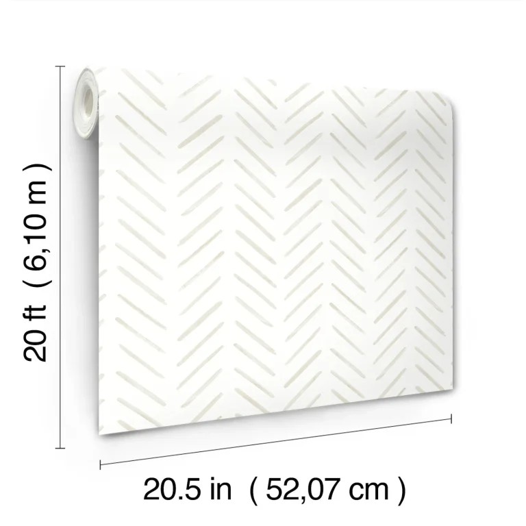 Painted Herringbone Peel and Stick Wallpaper - Sand — Image 4