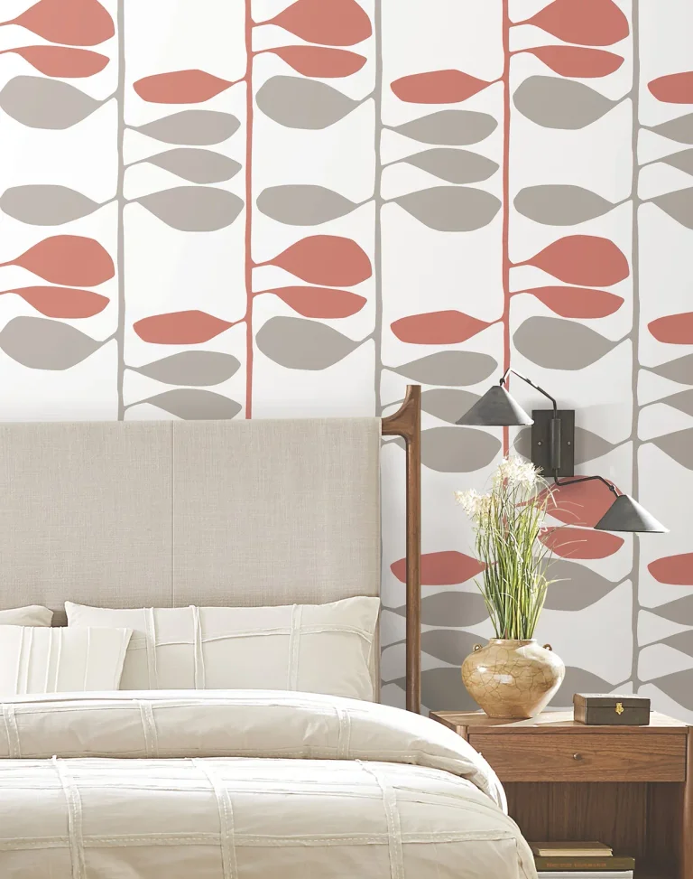 Sculpted Vines Wallpaper - Vermillion & Graphite — Ảnh 3