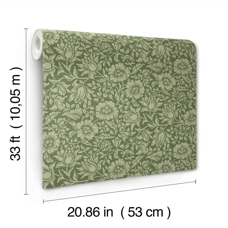 Mallow Floral Vine Wallpaper - Dark Green — Ảnh 4