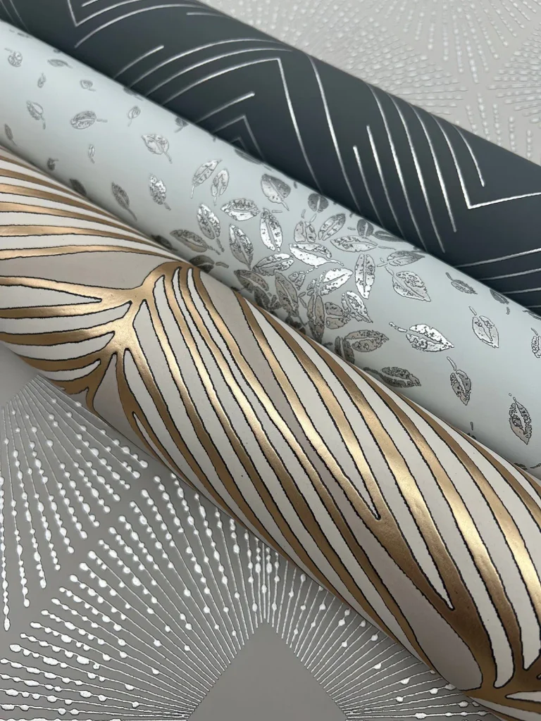 Luminous Leaves Wallpaper - Grey/Gold — Ảnh 3