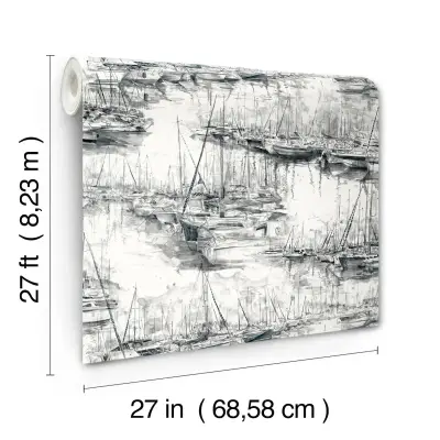 Ronald Redding Yacht Club Scenic Wallpaper - Charcoal