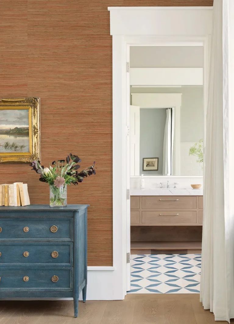 Shuang Handmade Grasscloth Wallpaper - Coral — Ảnh 4