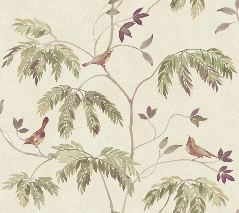 Cillian Botanical Bird Trail Wallpaper - Plum — Ảnh 5