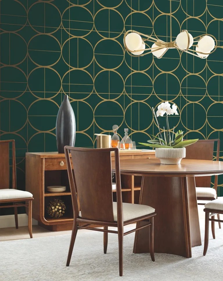 Sun Circles Wallpaper - Emerald/Gold