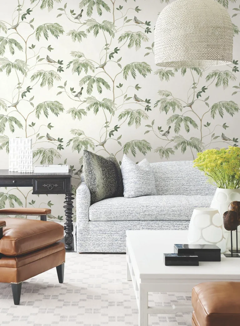 Cillian Botanical Bird Trail Wallpaper - Dark Green — Ảnh 3