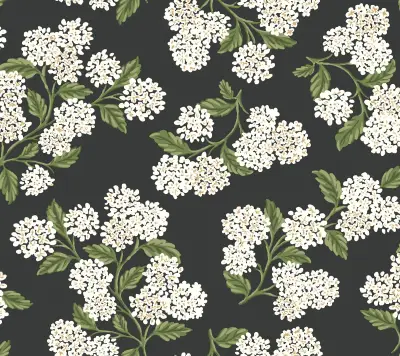 Rifle Paper Co. Hydrangea Peel and Stick Wallpaper - Black & White