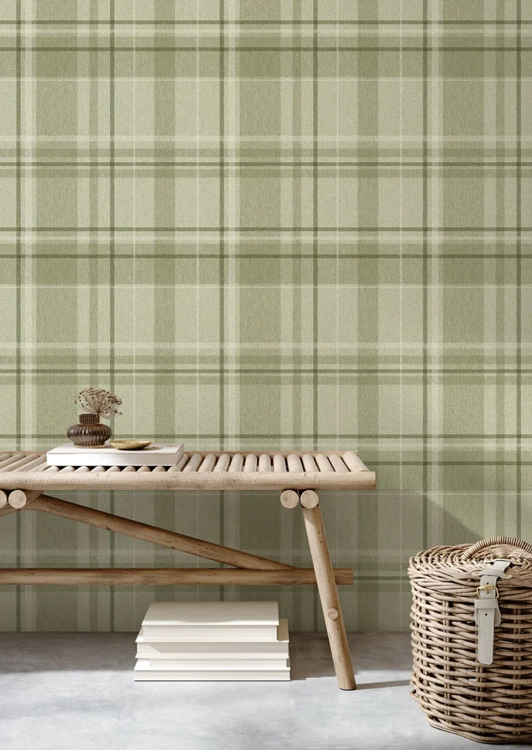 Harris Plaid Chevron Wallpaper - Green — Ảnh 2