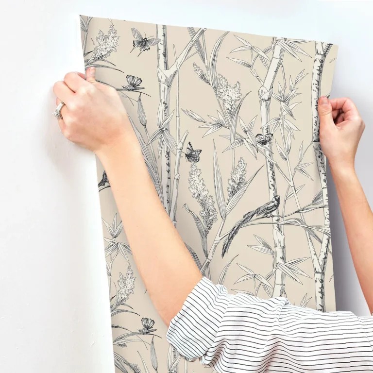 Bambou Toile Wallpaper - Beige — Image 8