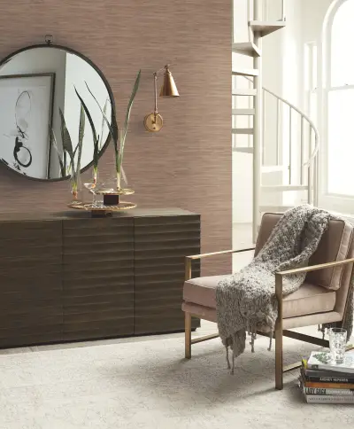 Grasscloth Texture Wallpaper - Chestnut