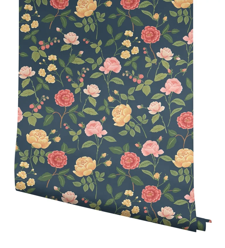 Rifle Paper Co. Roses Wallpaper - Navy — Ảnh 6
