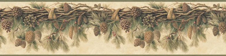 Chesapeake Coulter Pinecone Forest Wallpaper Border - Olive — Ảnh 3