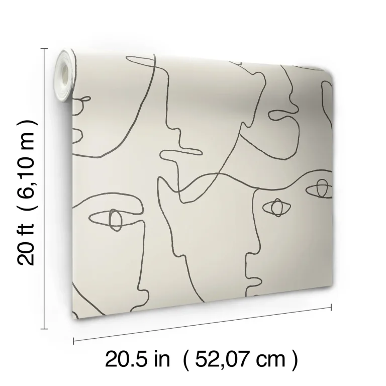 Pablo Portraits Peel and Stick Wallpaper - Linen/Charcoal — Ảnh 3