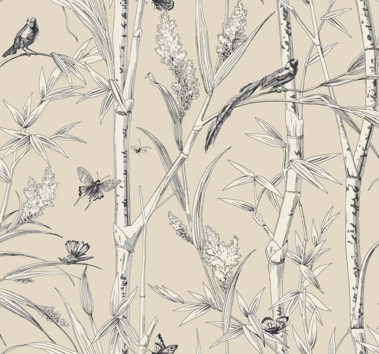 Bambou Toile Wallpaper - Beige — Image 5