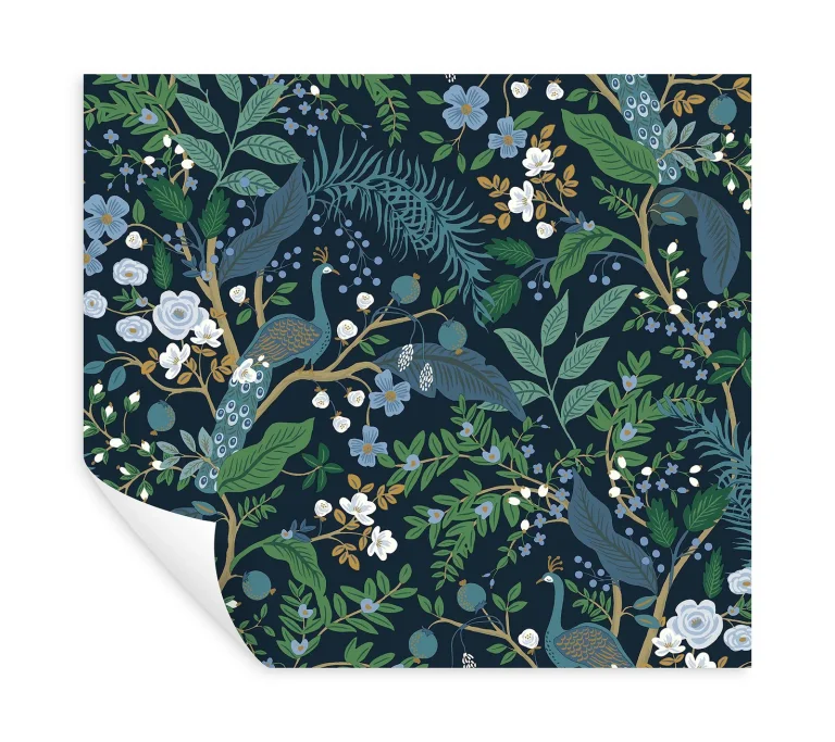 Rifle Paper Co. Peacock Garden Peel and Stick Wallpaper - Navy — Ảnh 2