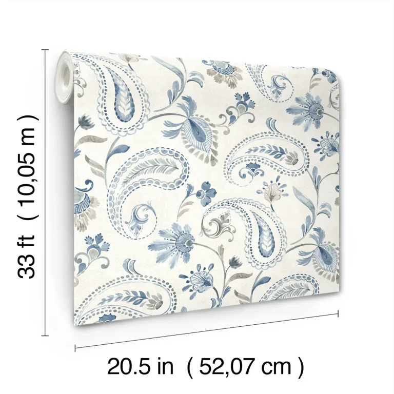 Chesapeake Darlene Jacobean Wallpaper - Blue — Ảnh 6