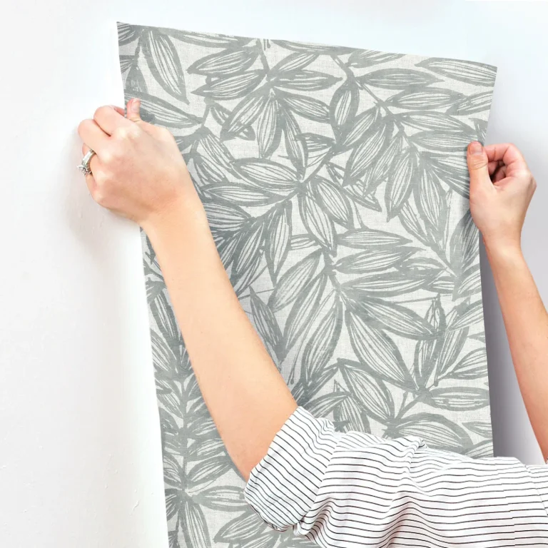 Rhythmic Leaf Wallpaper - Grey — Image 6