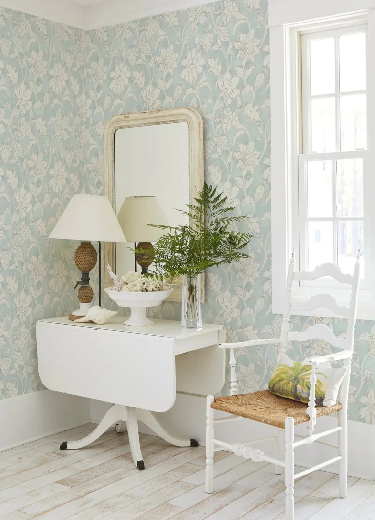 Chesapeake Plumeria Floral Trail Wallpaper - Aqua — Ảnh 3