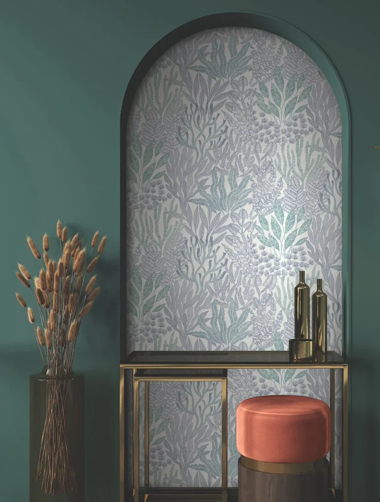 Coral Leaves Wallpaper - Blue/Aqua — Ảnh 8