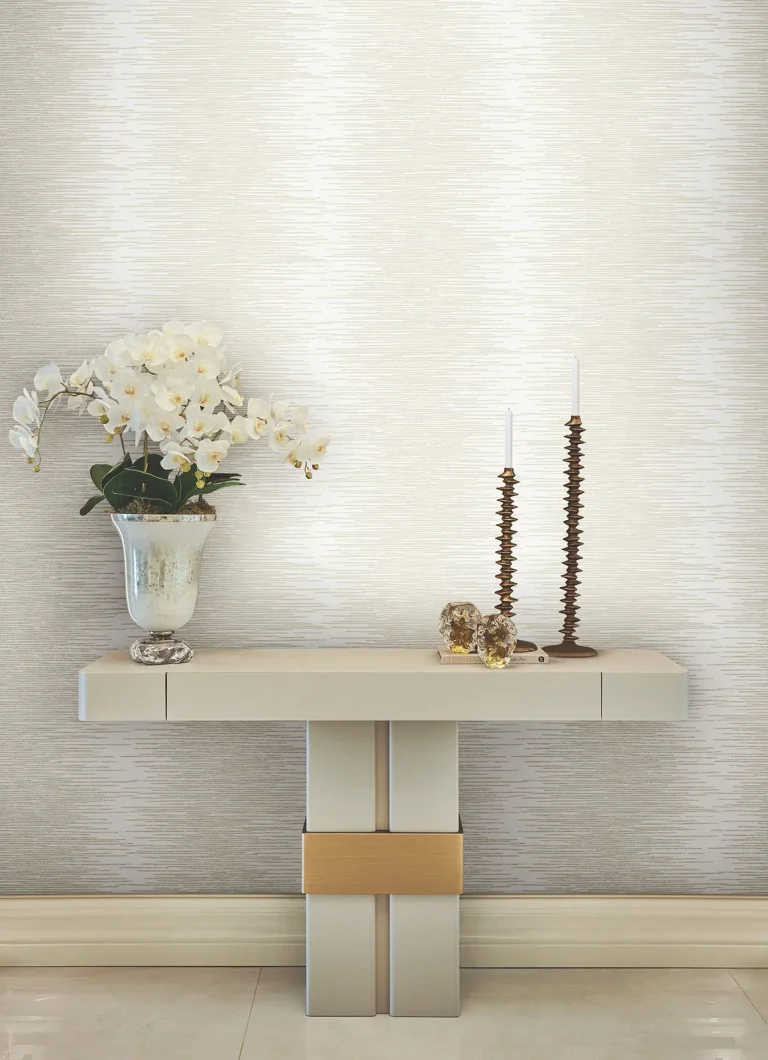 Ronald Redding Operetta Metallic Columns Wallpaper - White — Ảnh 2