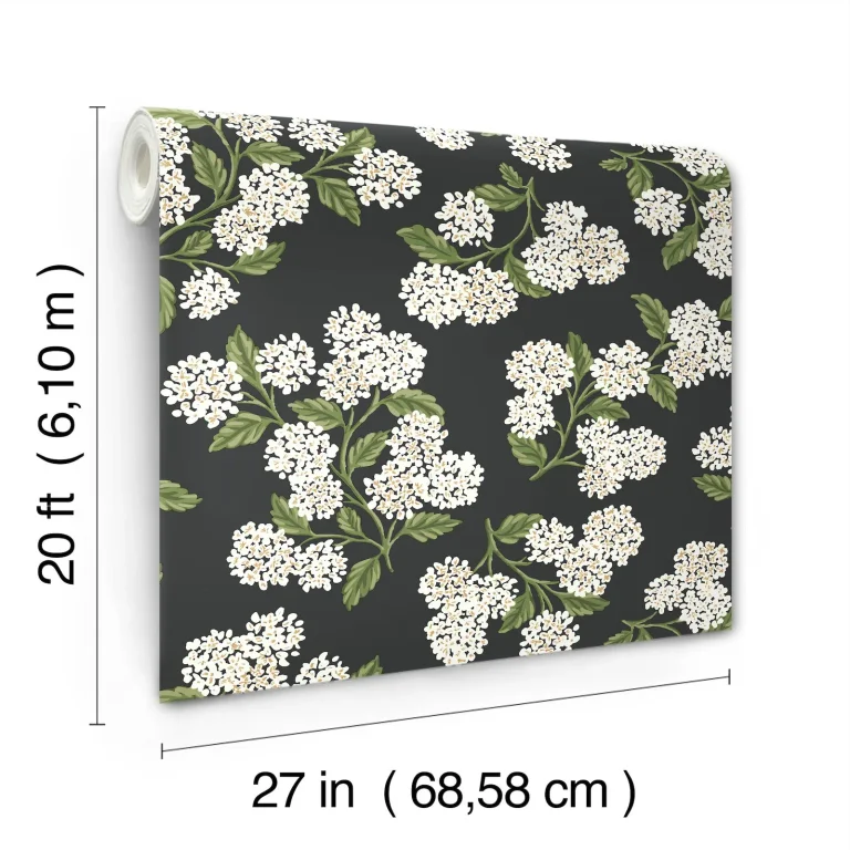 Rifle Paper Co. Hydrangea Peel and Stick Wallpaper - Black & White — Ảnh 6