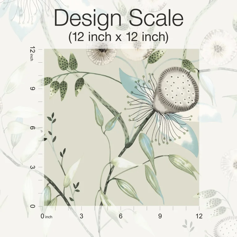 Dream Blossom Wallpaper - Taupe/Aqua — Image 6
