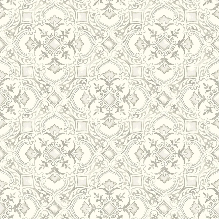 Chesapeake Marjoram Floral Tile Wallpaper - Light Grey — Ảnh 3