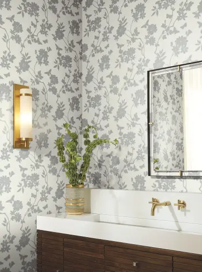 Candice Olson Flutter Vine Wallpaper - White/Silver