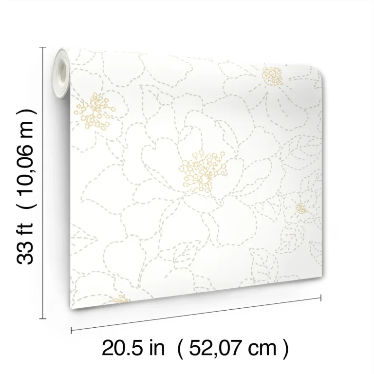 Gardena Embroidered Floral Wallpaper - White — Ảnh 6