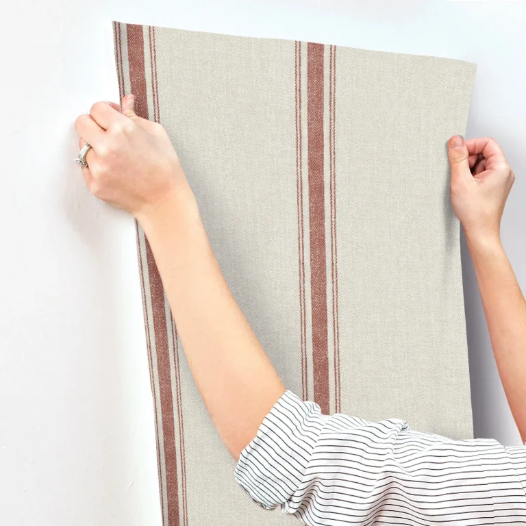 Chesapeake Linette Fabric Stripe Wallpaper - Red — Ảnh 3