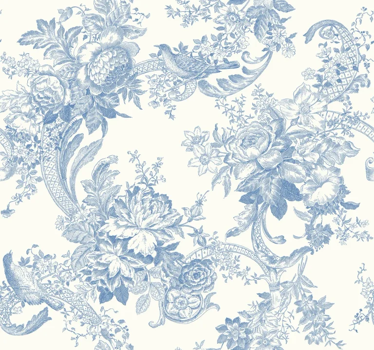 Carmel Baroque Florals Wallpaper - Light Blue — Ảnh 3