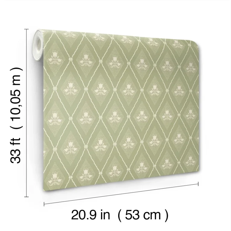 Alma Diamond Floral Wallpaper - Moss — Image 4