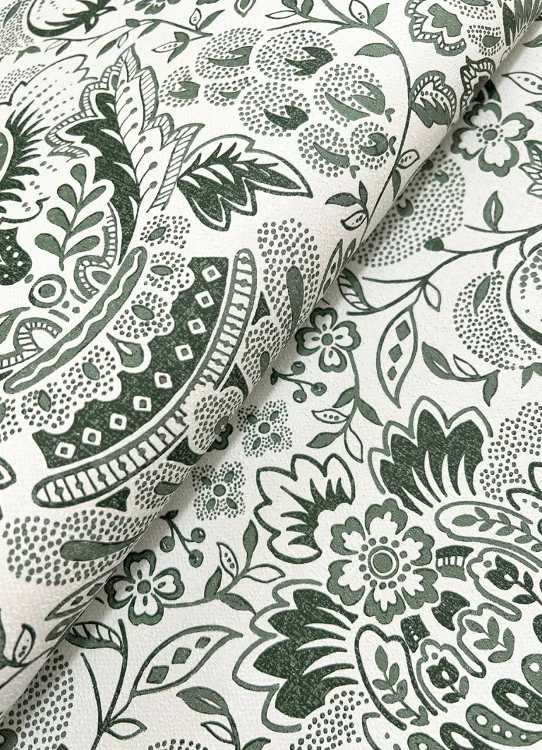 Blanche Floral Damask Wallpaper - Dark Green — Ảnh 4