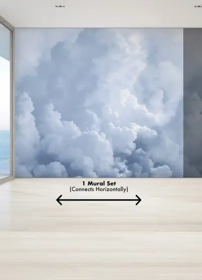 In the Clouds Wall Mural - Sky Blue